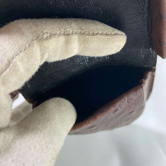 BALENCIAGA Exotic Ostrich Leather Two-Pocket Coin Purse (Dark Brown) - Picture 10 of 12